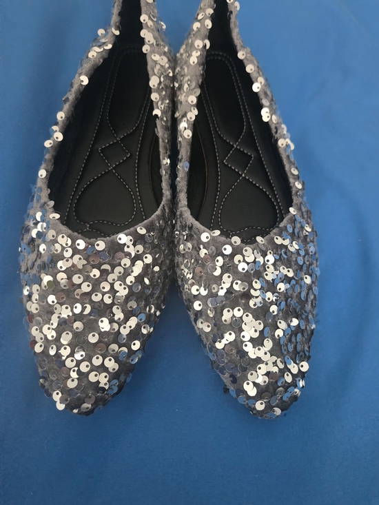 no brand Shoes - Sequin Pointed Toe Flats in Silver - Unbranded
